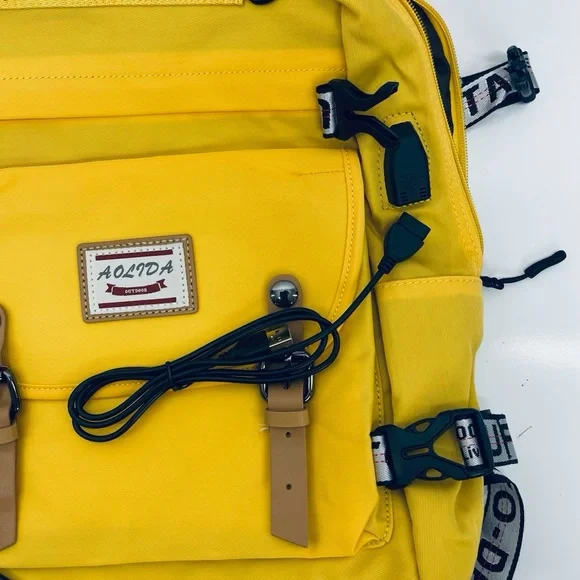 Aolida Bag Women’s Backpack Fashions Waterproof Rucksack School Laptop Usb Yelow - Picture 8 of 14